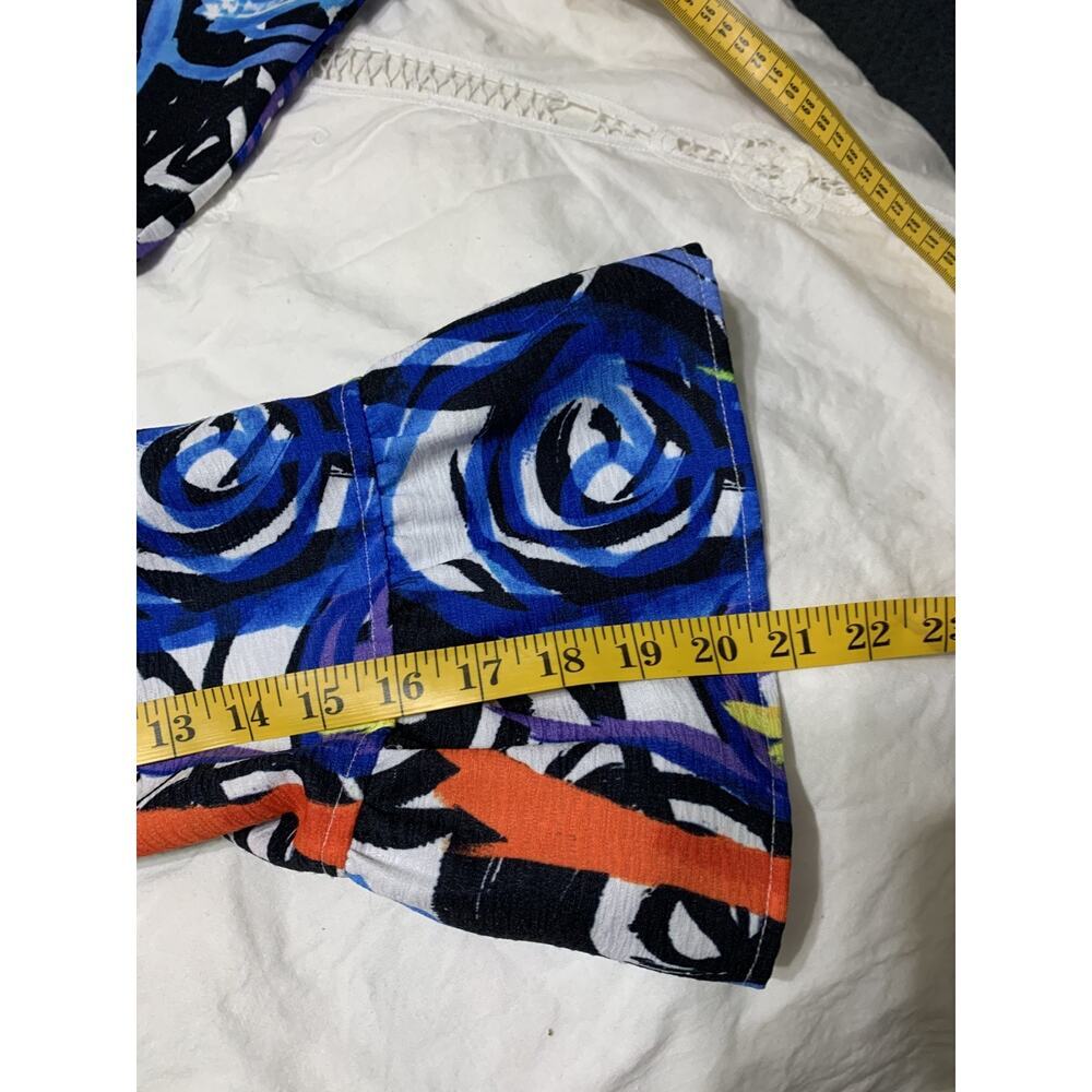 Ali Miles 2XL Women's Collared Top Abstract Pattern Ruffled Sleeve Art to Wear - Picture 10 of 10